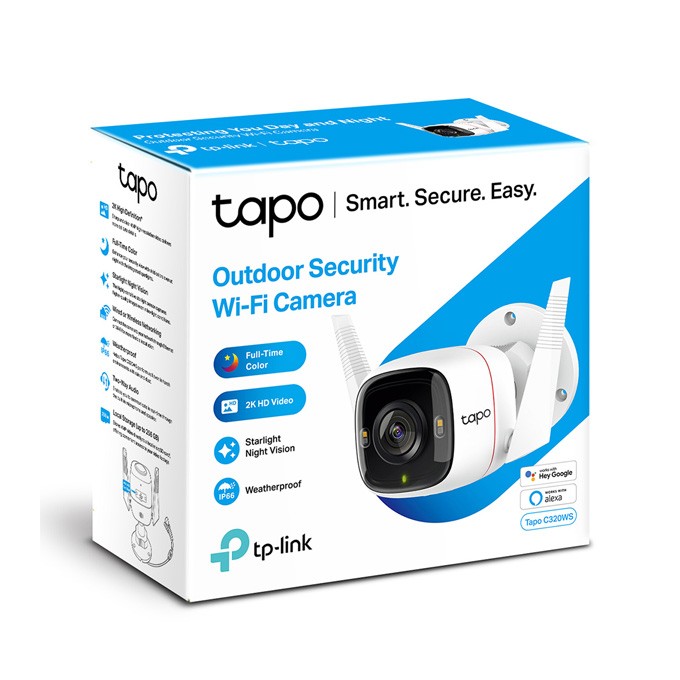 TP-link IP kamera Wi-Fi do monitoringu zewnętrznego Tapo C320WS, QHD 2560x1440, Wifi 2.4 GHz /ethernet, biała,  4MP, 