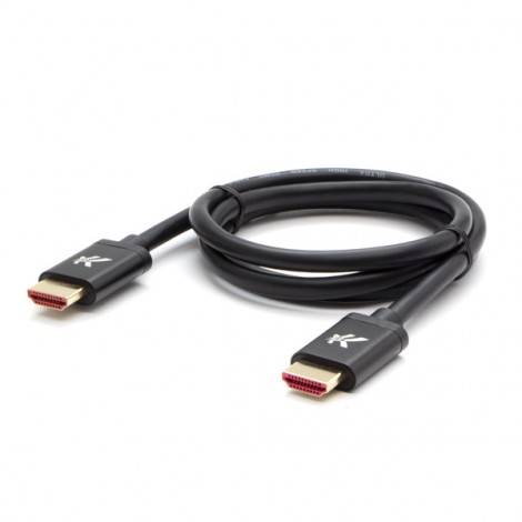 Video Kabel HDMI M - HDMI M, HDMI 2.1 - Ultra High Speed, 1m, pozłacane złącza, aluminiowa obudowa,, czarny, Logo 