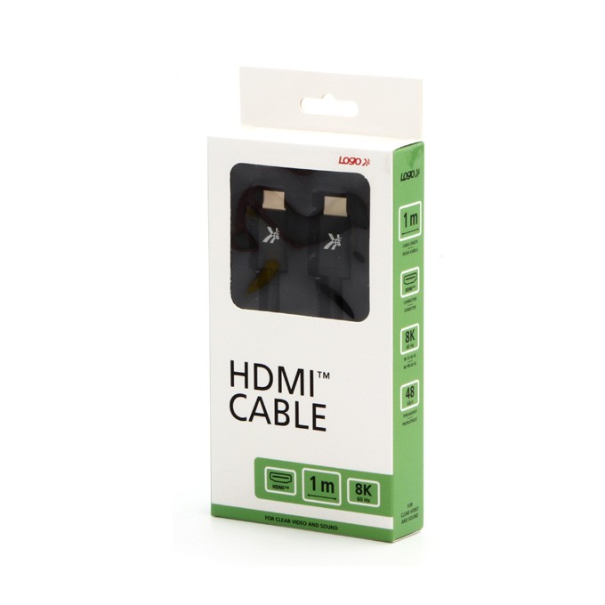 Video Kabel HDMI M - HDMI M, HDMI 2.1 - Ultra High Speed, 1m, pozłacane złącza, aluminiowa obudowa,, czarny, Logo 