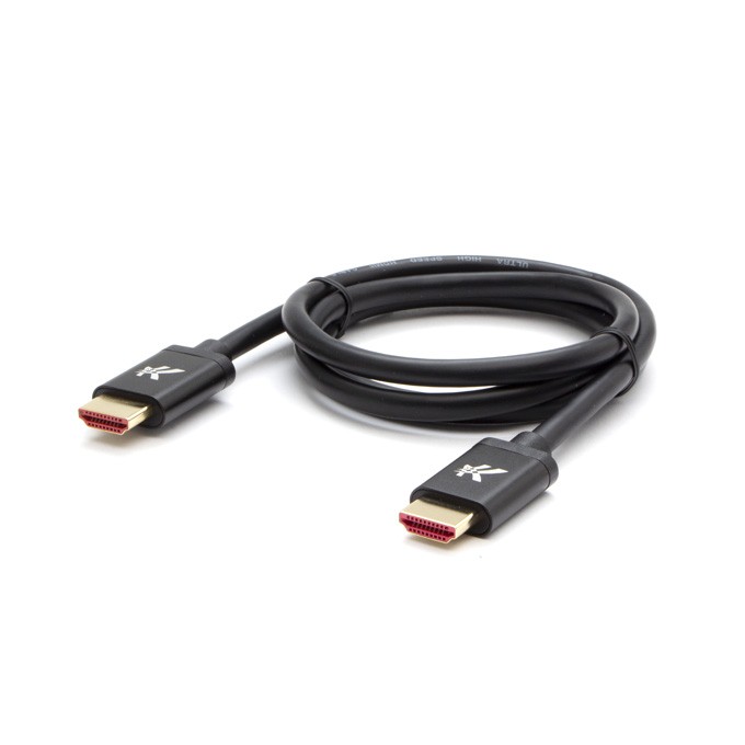 Video Kabel HDMI M - HDMI M, HDMI 2.1 - Ultra High Speed, 2m, pozłacane złącza, aluminiowa obudowa,, czarny, Logo 