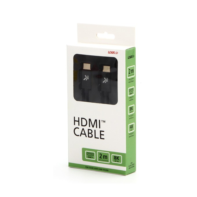 Video Kabel HDMI M - HDMI M, HDMI 2.1 - Ultra High Speed, 2m, pozłacane złącza, aluminiowa obudowa,, czarny, Logo 