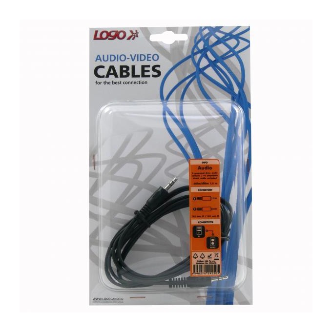 Audio Kabel Jack (3,5mm) M - Jack (3,5mm) M, 1.5m, czarny, Logo blistr