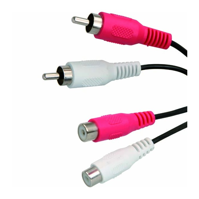 Przedłużacz do kabli audio 2x CINCH M - 2x CINCH F, 1.5m, czarna