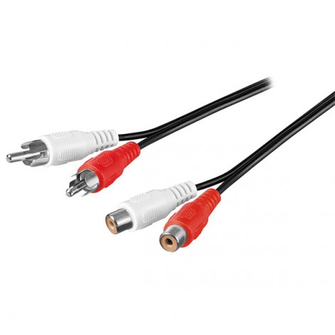 Przedłużacz do kabli audio 2x CINCH M - 2x CINCH F, 5m, czarna