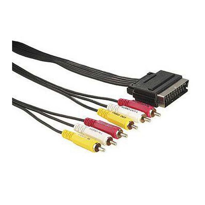 Video Kabel SCART M - 6x CINCH M, 1.5m, czarny