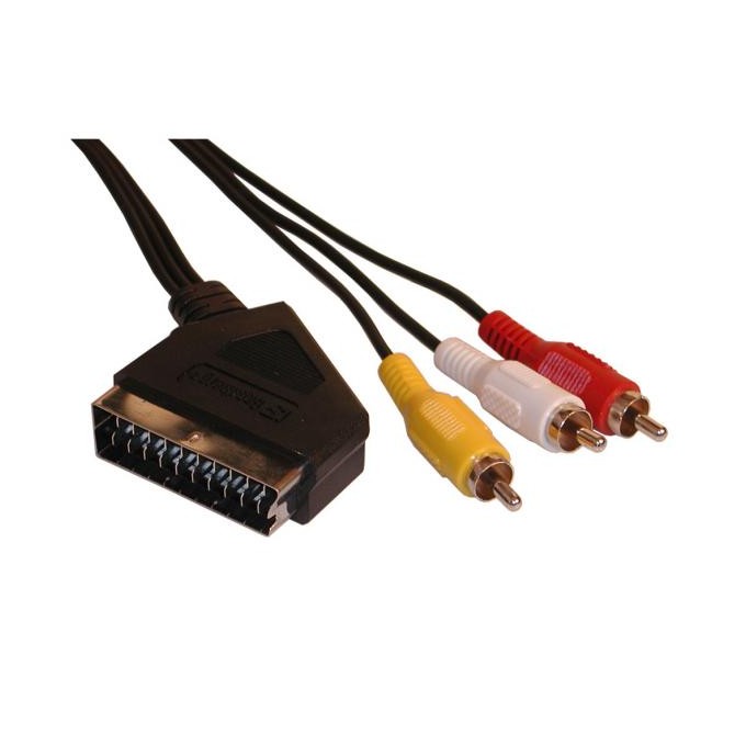 Video Kabel SCART M - 3x CINCH M, 5m, czarny, EOL