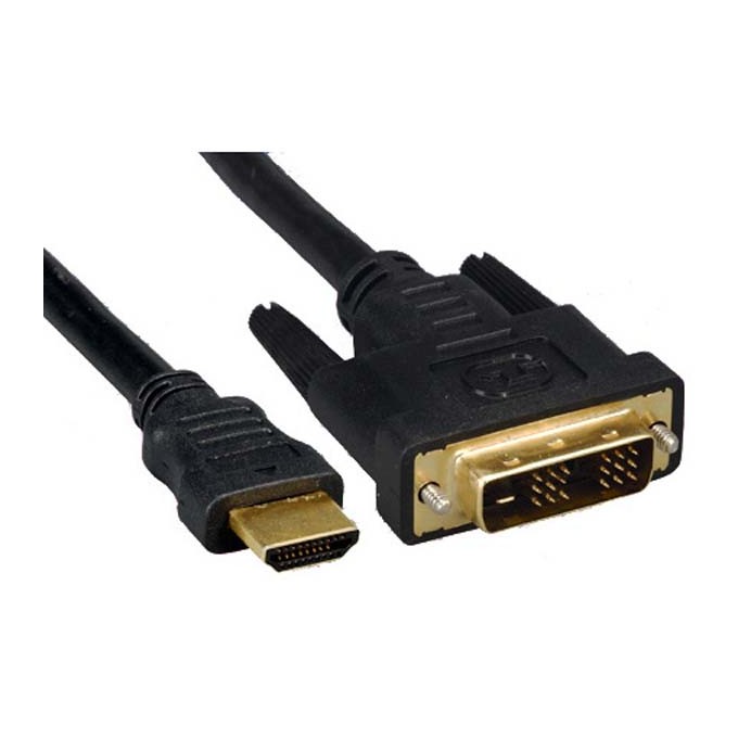 Video Kabel DVI (18+1) M - HDMI M, 3m, pozłacane złącza, czarny, Logo blistr