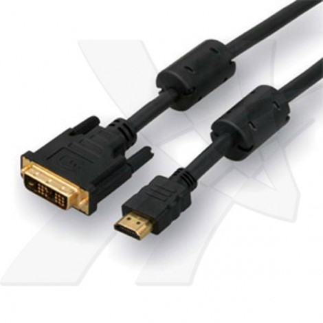 Video Kabel DVI (18+1) M - HDMI M, 10m, pozłacane końcówki, czarna