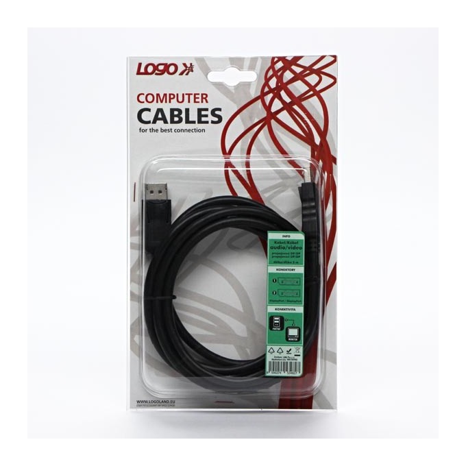 Video Kabel DisplayPort M - DisplayPort M, 2m, czarny, blistr
