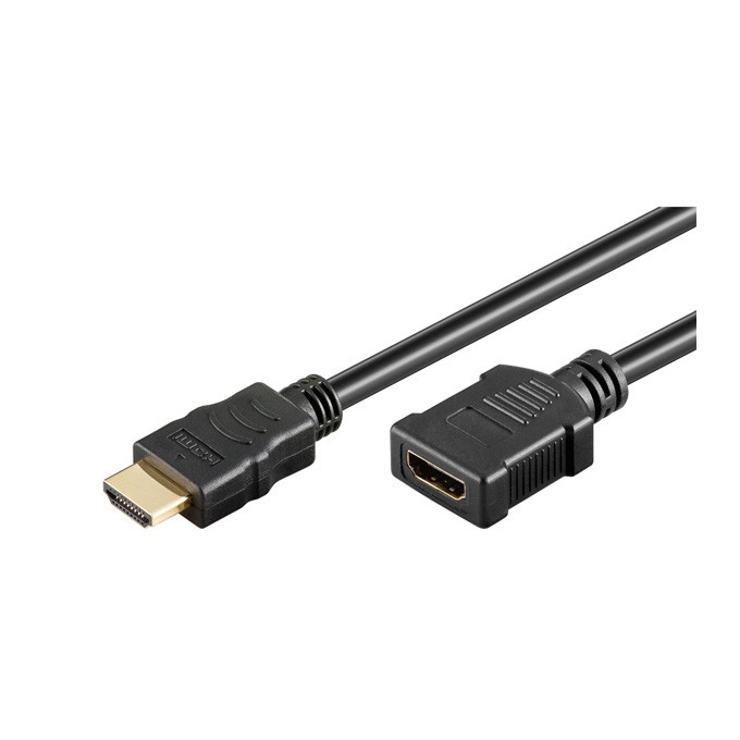 Przedłużacz do kabli video HDMI M - HDMI F, HDMI 2.0 - Premium High Speed, 2m, pozłacane złącza, czarny