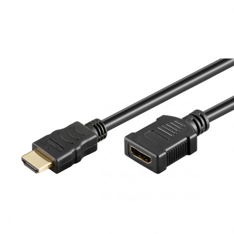 Przedłużacz do kabli video HDMI M - HDMI F, HDMI 2.0 - Premium High Speed, 3m, pozłacane złącza, czarny