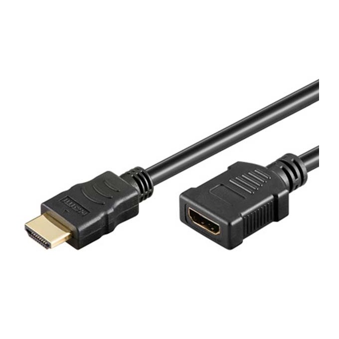 Przedłużacz do kabli video HDMI M - HDMI F, HDMI 1.4 - High Speed with Ethernet, 5m, pozłacane złącza, czarny, EOL