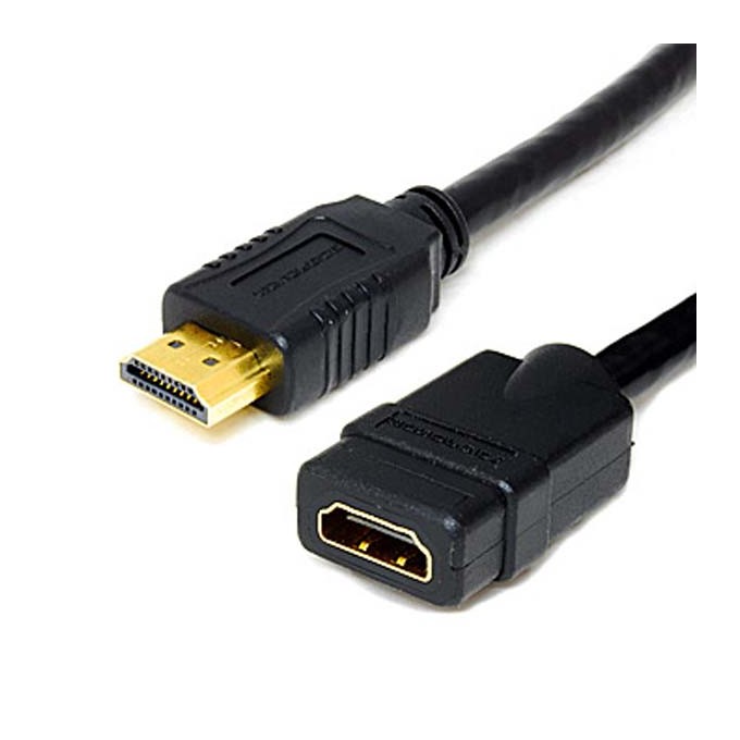 Przedłużacz do kabli video HDMI M - HDMI F, HDMI 1.4 - High Speed with Ethernet, 5m, pozłacane złącza, czarny, EOL