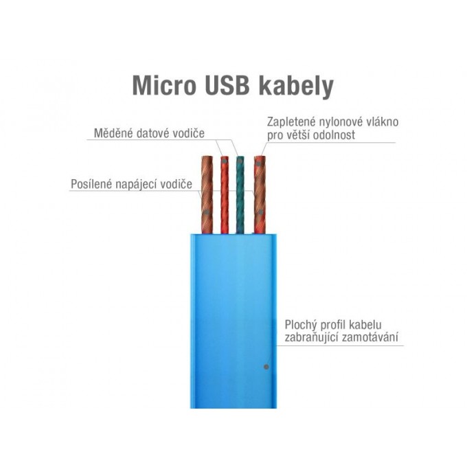 Avacom USB kabel (2.0), USB A M - microUSB (M), 1.2m, niebieski