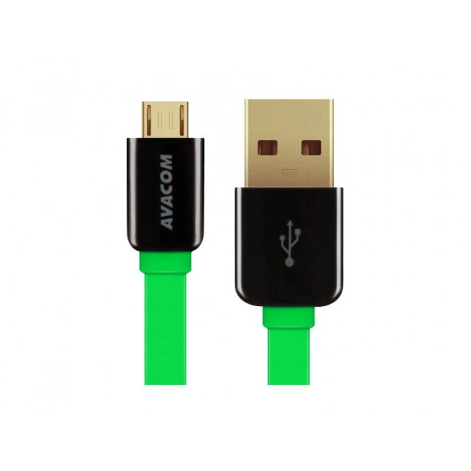 Avacom USB kabel (2.0), USB A M - microUSB (M), 0.4m, zielony, blistr