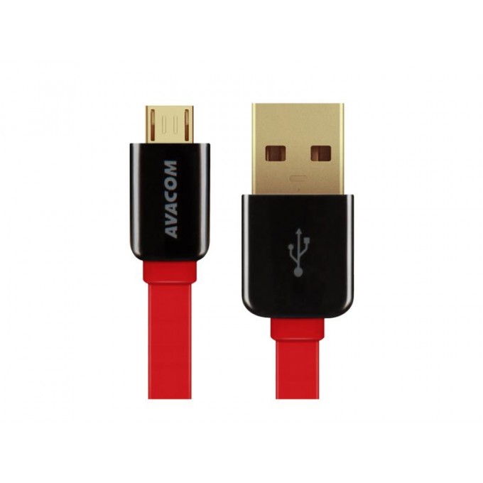 Avacom USB kabel (2.0), USB A M - microUSB (M), 0.4m, czerwony