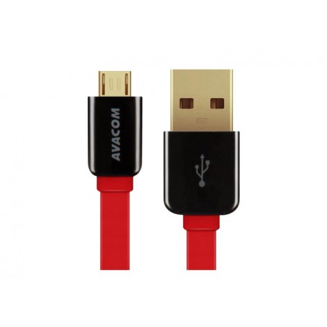 Avacom USB kabel (2.0), USB A M - microUSB (M), 0.4m, czerwony