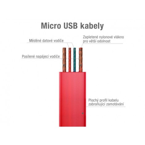 Avacom USB kabel (2.0), USB A M - microUSB (M), 0.4m, czerwony