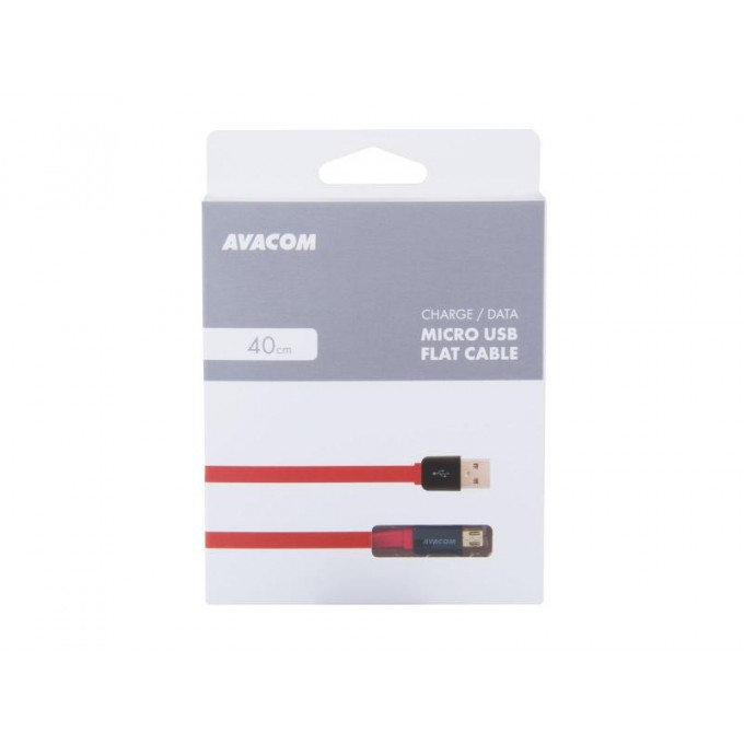 Avacom USB kabel (2.0), USB A M - microUSB (M), 0.4m, czerwony