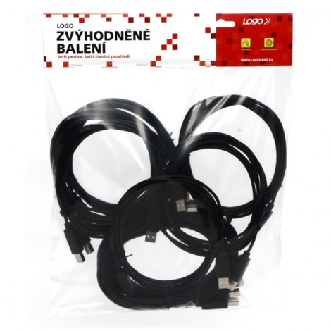 Logo Przedłużacz USB (2.0), USB A M - USB A F, 1.8m, czarna, 10-pack, cena za 1 szt.