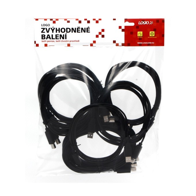 Logo USB kabel (2.0), USB A M - USB B (M), 3m, czarny, 10-pack, cena za 1 szt.