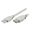 Przedłużacz USB (2.0), USB A M - USB A F, 5m, szary