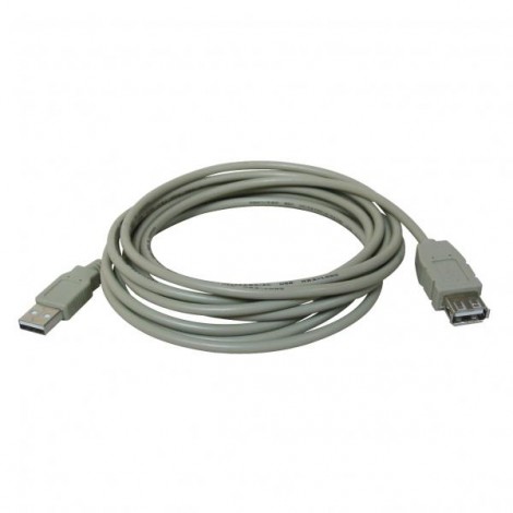 Przedłużacz USB (2.0), USB A M - USB A F, 5m, szary