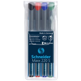 Zestaw foliopisów permanentnych SCHNEIDER Maxx 220, S, 0,4mm, 4 szt., miks kolorów