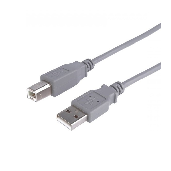 USB kabel (2.0), USB A M - USB B (M), 3m, szary, plastic bag, EOL