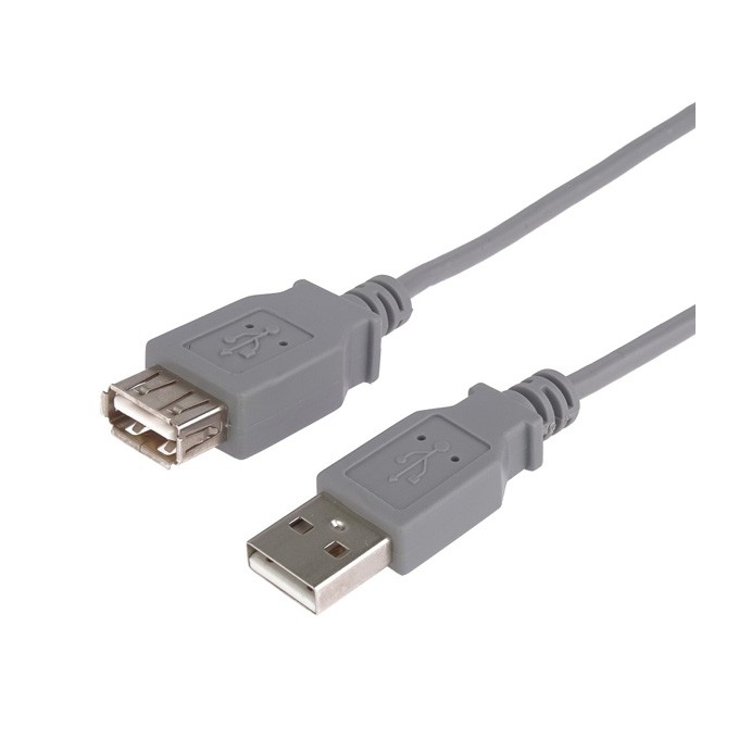 Przedłużacz USB (2.0), USB A M - USB A F, 3m, szary, EOL