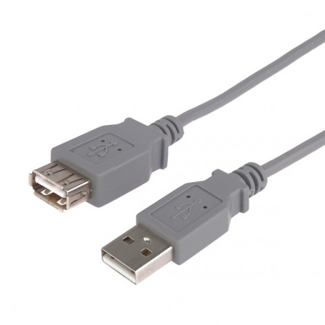 Przedłużacz USB (2.0), USB A M - USB A F, 3m, szary, EOL