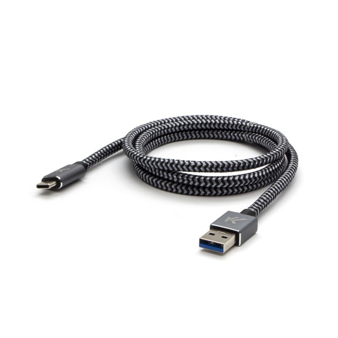 Logo USB kabel (3.2 gen 1), USB A M - USB C (M), 1m, 5 Gb/s, 5V/3A, szary, box, metalowy oplot, aluminiowa osłona 