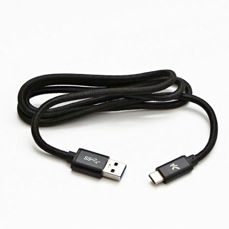 Logo USB kabel (3.2 gen 1), USB A M - USB C (M), 2m, 5 Gb/s, 5V/3A, czarny, box, oplot nylonowy, aluminiowa osłona 