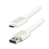Logo USB kabel (3.2 gen 1), USB A M - USB C (M), 2m, 5 Gb/s, 5V/3A, biały, box, oplot nylonowy, aluminiowa osłona 