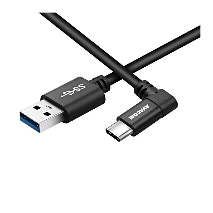 Avacom USB kabel (3.1), USB A M - USB C (M), 1.1m, okrągły, czarny, złącze 90 st