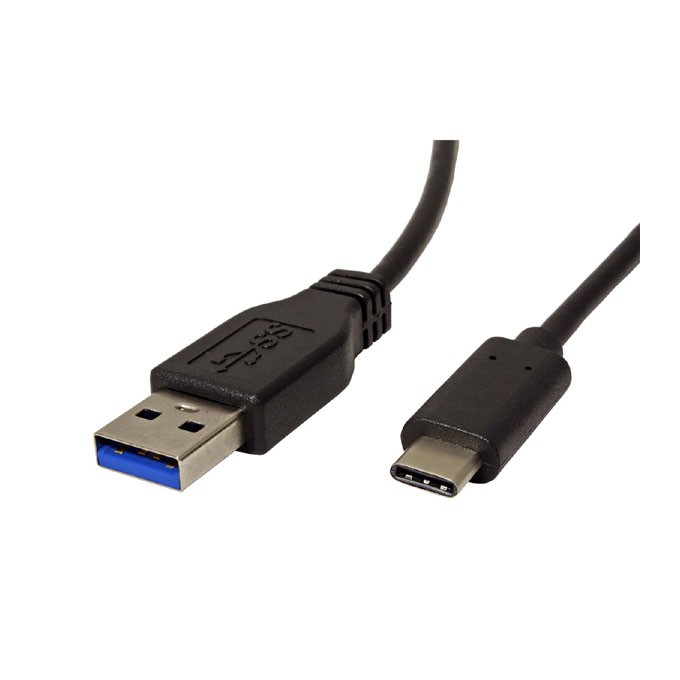 USB kabel (3.1), USB A M - USB C (M), 0.5m, okrągły, czarny, plastic bag