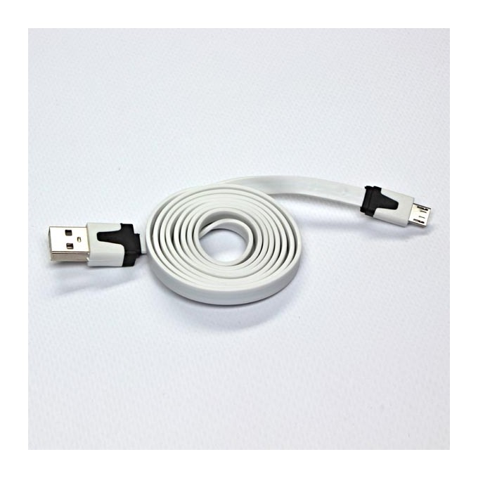Logo USB kabel (2.0), USB A M - microUSB (M), 1m, płaski, biały, blistr, EOL