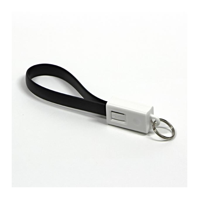 USB kabel (2.0), USB A M - microUSB (M), 49160, 0.2m, czarny, breloczek na klucze, EOL