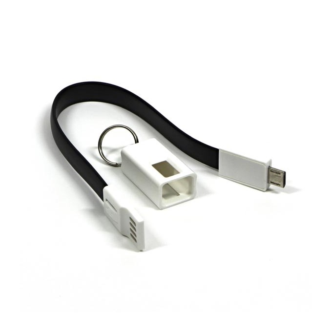 USB kabel (2.0), USB A M - microUSB (M), 49160, 0.2m, czarny, breloczek na klucze, EOL