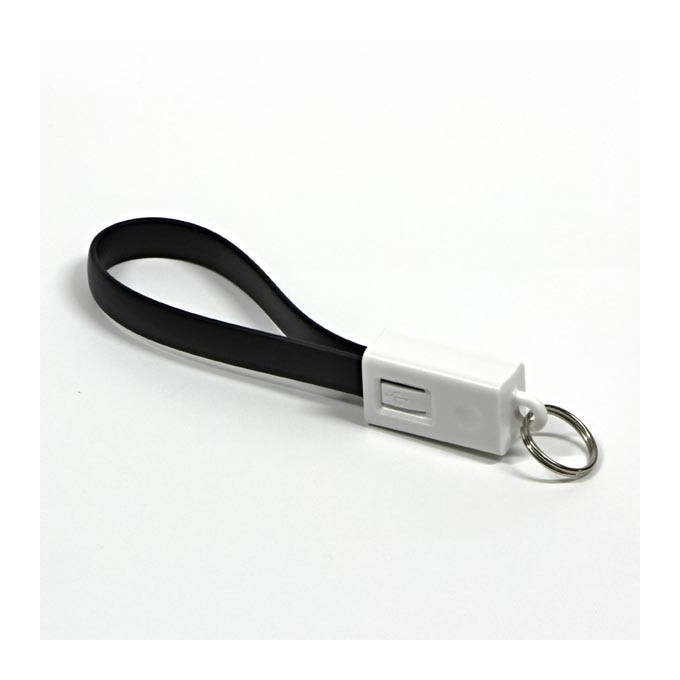 Logo USB kabel (2.0), USB A M - microUSB (M), 0.2m, czarny, blistr, breloczek na klucze, EOL