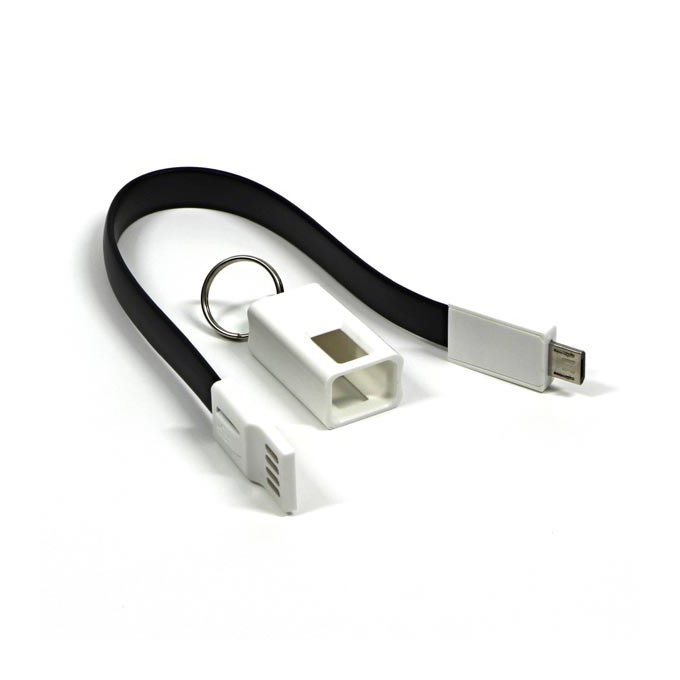 Logo USB kabel (2.0), USB A M - microUSB (M), 0.2m, czarny, blistr, breloczek na klucze, EOL