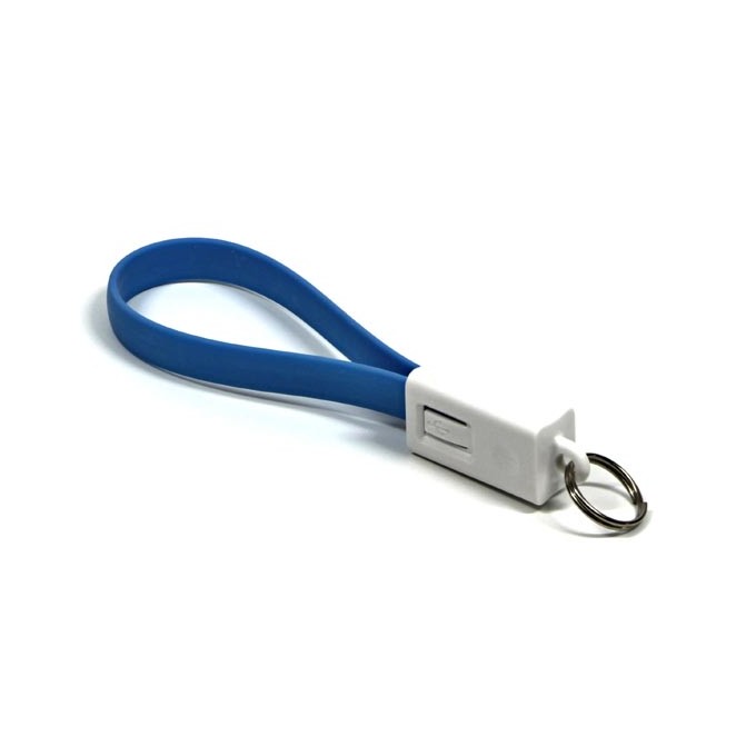USB kabel (2.0), USB A M - microUSB (M), 0.2m, niebieski, breloczek na klucze, EOL