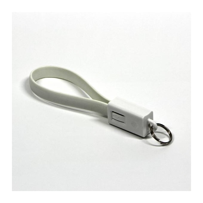 Logo USB kabel (2.0), USB A M - microUSB (M), 0.2m, biały, blistr, breloczek na klucze, EOL