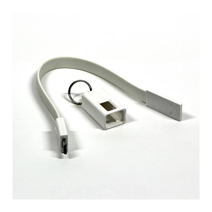 Logo USB kabel (2.0), USB A M - microUSB (M), 0.2m, biały, blistr, breloczek na klucze, EOL