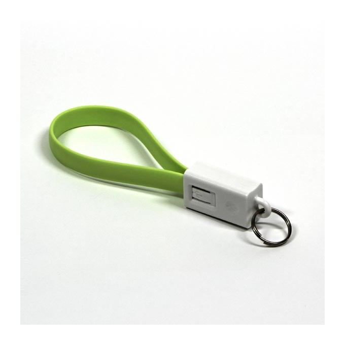USB kabel (2.0), USB A M - microUSB (M), 0.2m, jasnozielona, breloczek na klucze, EOL