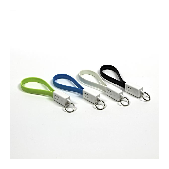 USB kabel (2.0), USB A M - microUSB (M), 0.2m, jasnozielona, breloczek na klucze, EOL