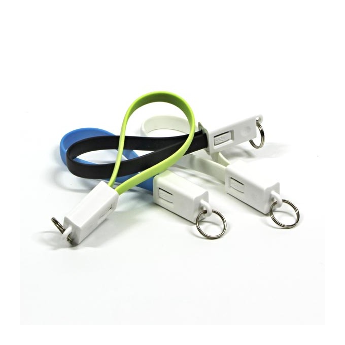 USB kabel (2.0), USB A M - microUSB (M), 0.2m, jasnozielona, breloczek na klucze, EOL