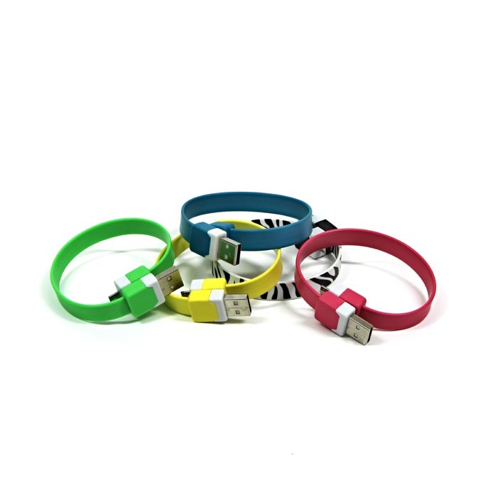 USB kabel (2.0), USB A M - microUSB (M), 0.25m, niebieski, na nadgarstek