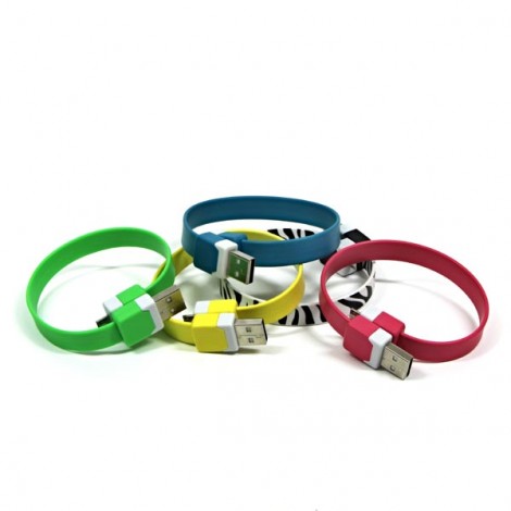 USB kabel (2.0), USB A M - microUSB (M), 0.25m, niebieski, na nadgarstek