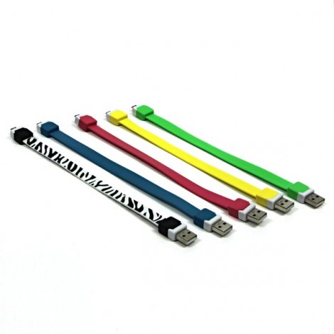 USB kabel (2.0), USB A M - microUSB (M), 0.25m, niebieski, na nadgarstek